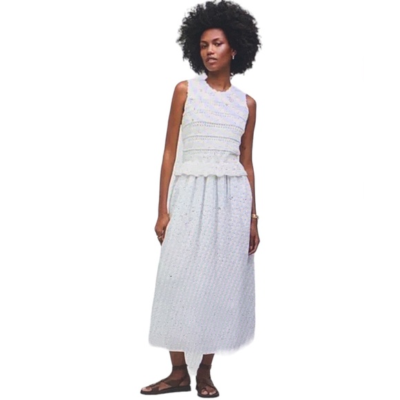 Banjanan Heather Cream Round Neck Crochet Cotton Pocket Maxi Dress Size XS - Picture 1 of 7